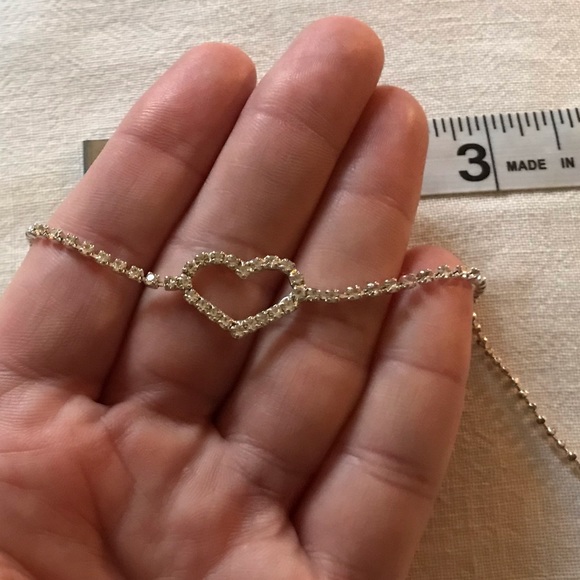 Avon Jewelry - Avon Silver Rhinestone Heart Ankle Bracelet
